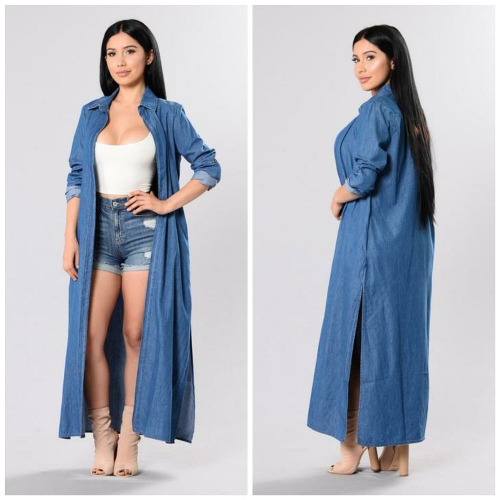 Fashion Nova Chambray Dangerous Gal Duster Jacket